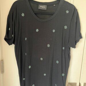 The Kooples black short sleeve drapey knit top